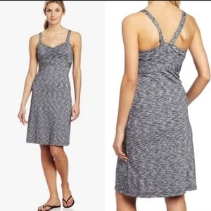 Prana Sz M Amaya Racerback Athleisure Space Dyed Tank Dress Shelf Bra Blue